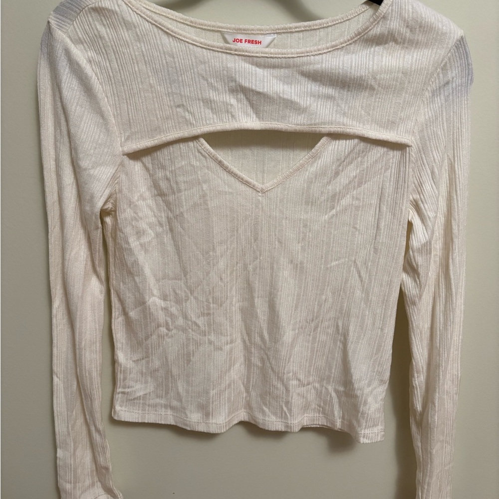 Joe Fresh Cream Cut-Out Crop Top